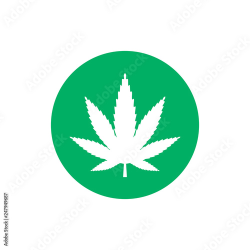 Cannabis, marijuana leaf icon. Vector illustration, flat design.