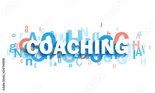 COACHING blue and coral typography banner