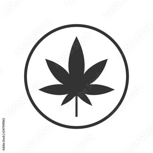 Cannabis, marijuana leaf icon. Vector illustration, flat design.