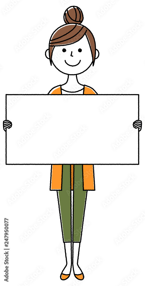 若い女性　ママ　ホワイトボード