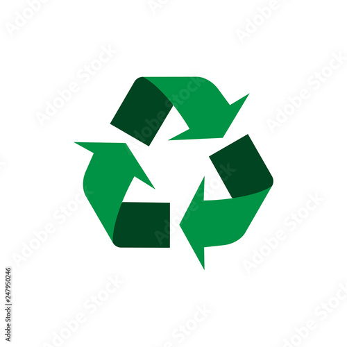 Recycle vector icon. Style is flat symbol, rounded angles, white background. Vector illustration, flat design.