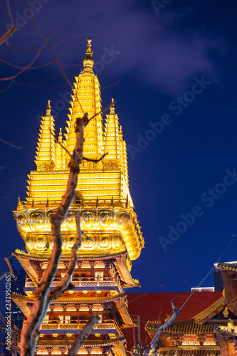 A stately Buddhist temple, Jing’an Temple is located in Jing’an District, Shanghai. It is a famous tourist attraction and a splendid stupa. photo