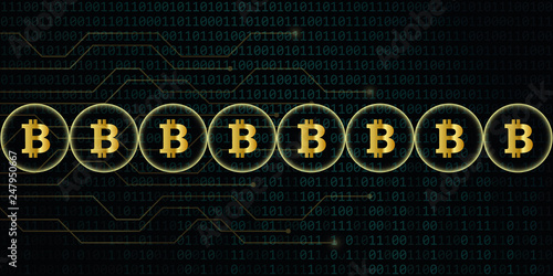 digital bitcoin network crypto currency with binary code background vector illustration EPS10