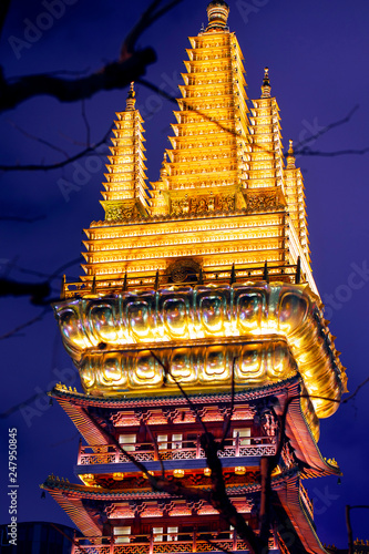 A stately Buddhist temple, Jing’an Temple is located in Jing’an District, Shanghai. It is a famous tourist attraction and a splendid stupa. photo