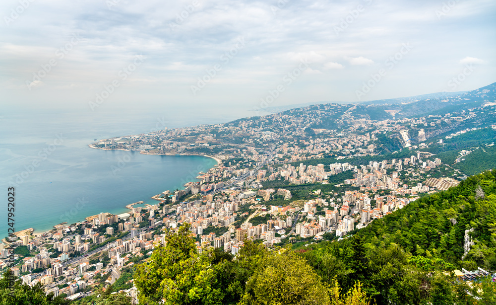 Aerial view of Jounieh in Lebanon