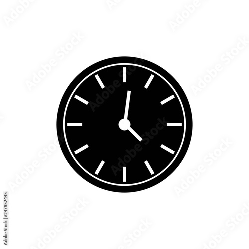 Clock monochrome icon - vector