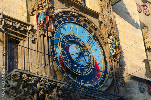 Photography Prague Astronomical Clock, or Orloj on Old Town Hall in Prague, Czech Republic