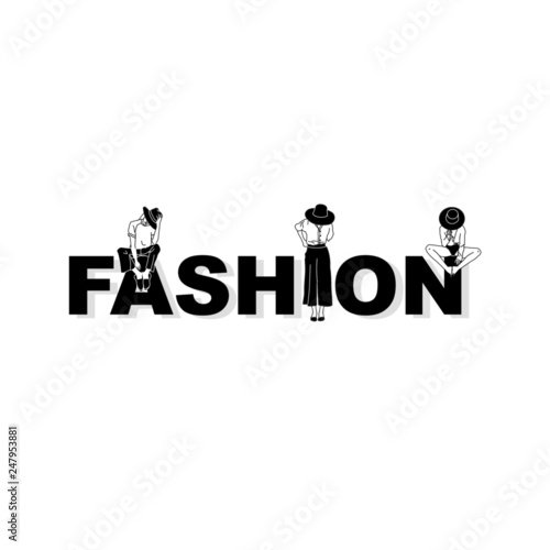 Fashion woman and fashionable topographic slogan. Girl in trendy clothes. Hand drawn vector illustration. Style banner, lathering, text. 