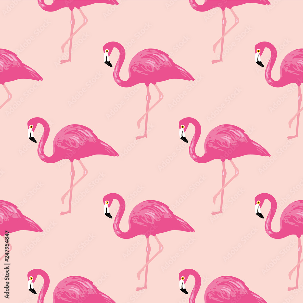 Obraz premium Vector seamless pattern with flamingos