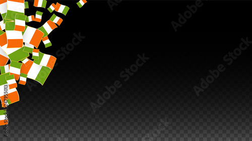 Vector Irish National Background. Saint Patrick Day Poster for Pub Party. 17 March Symbol Illustration.  Flag of Ireland. Eire Banner about Tourism. Eire Island. Celtic Flag. Tourist Dublin Post Card.