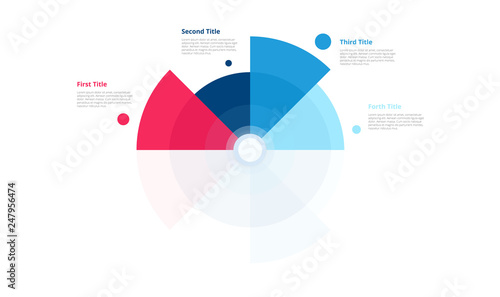 Vector circle chart design. Modern template for creating infographics, presentations, reports, visualizations. Global swatches. Isolated on white background.