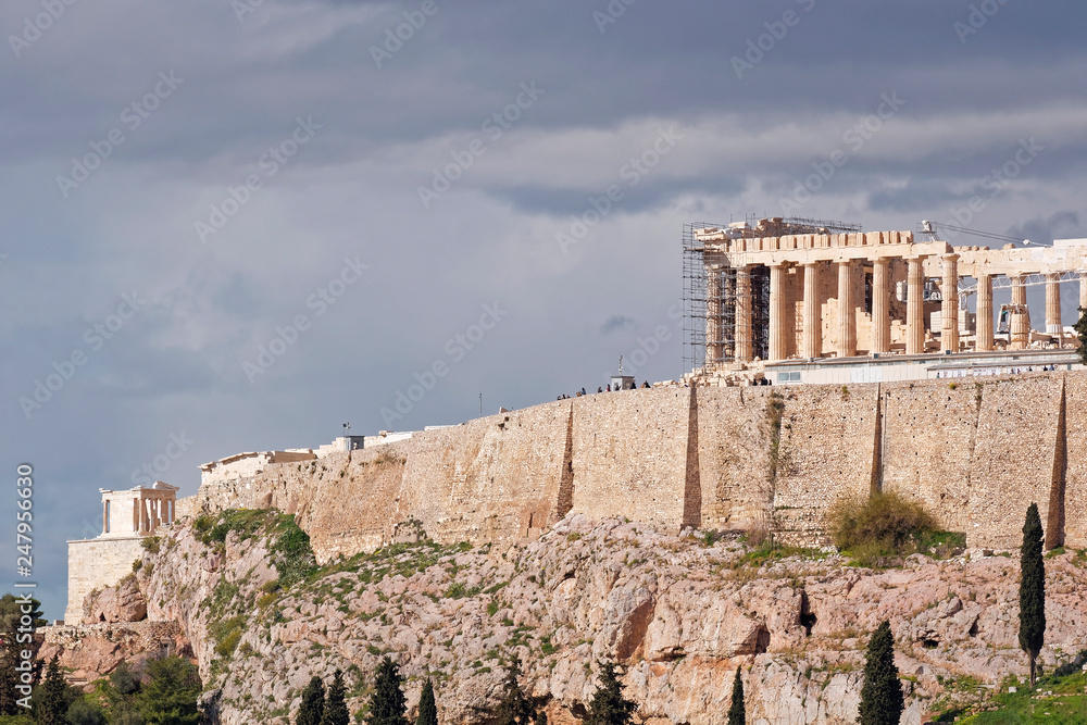 Athens, Parthenon ancient Greek temple on Acropolis hill