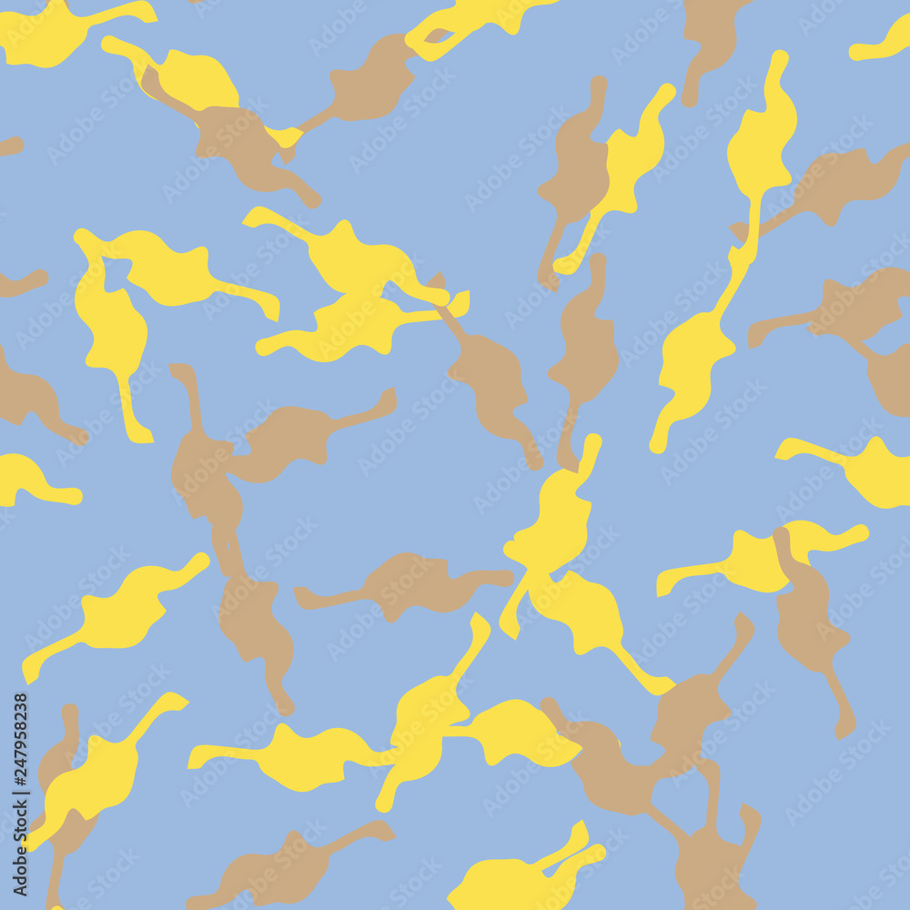 Obraz premium UFO camouflage of various shades of yellow, brown and blue colors