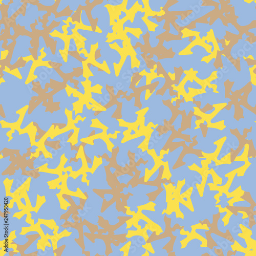 UFO camouflage of various shades of yellow  brown and blue colors