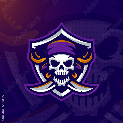 Pirate Skull mascot logo. Eps10 vector.