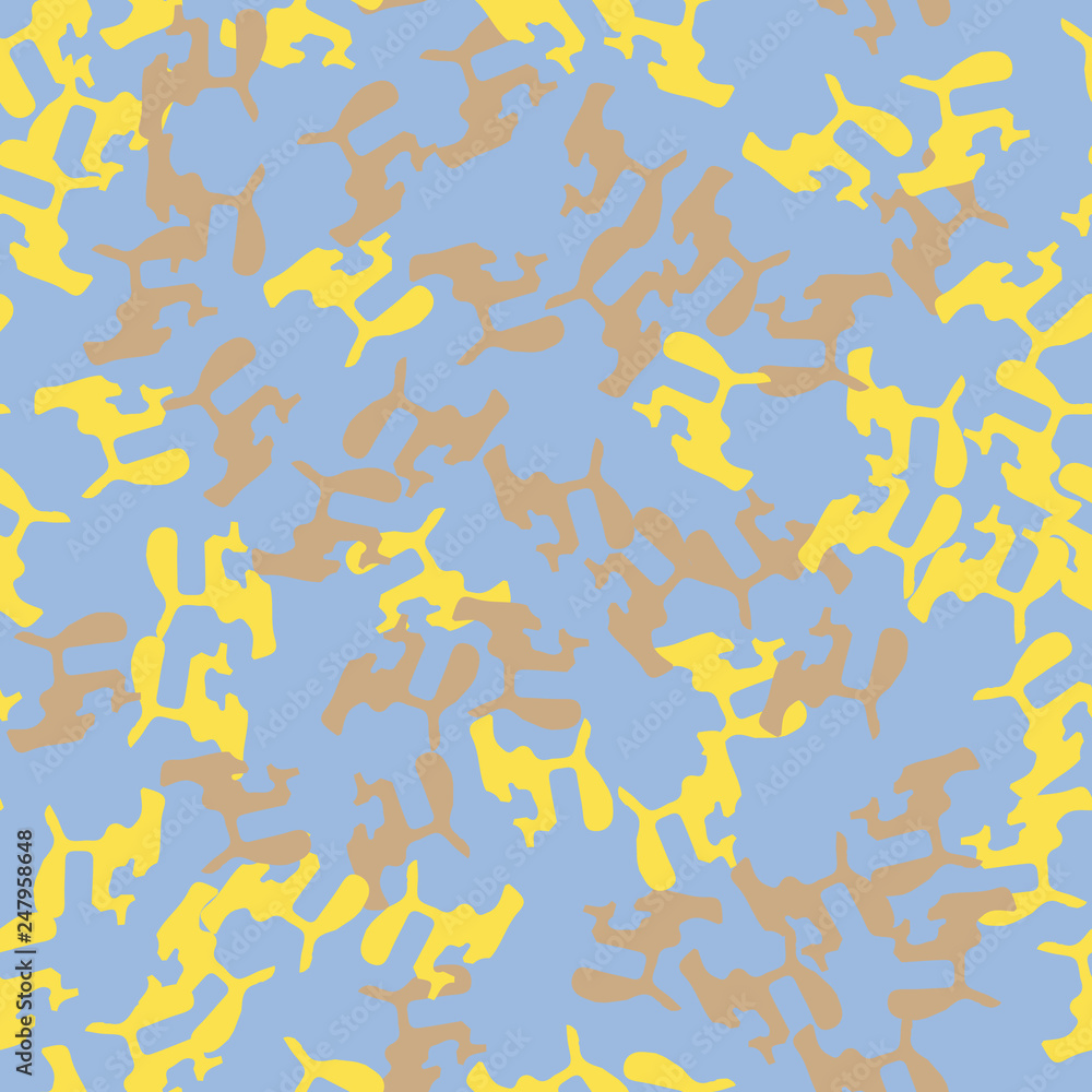 UFO camouflage of various shades of yellow, brown and blue colors UFO camouflage of various shades of yellow, brown and blue colors