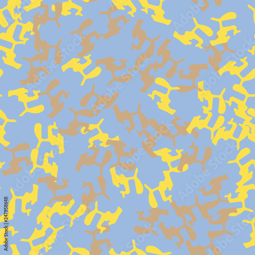 UFO camouflage of various shades of yellow, brown and blue colors