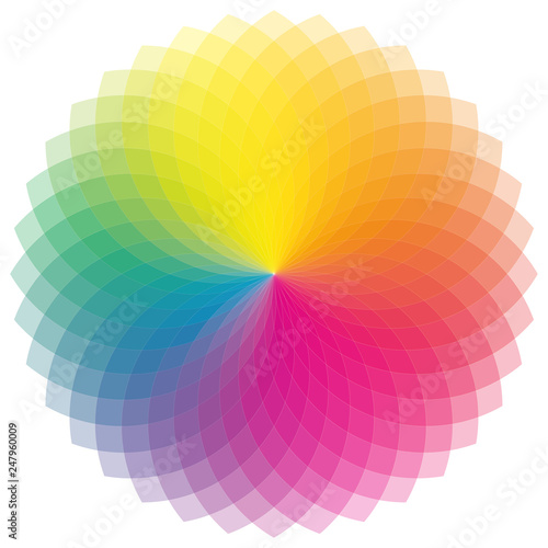 Farbkreis mit vielen hellen Farbtönen