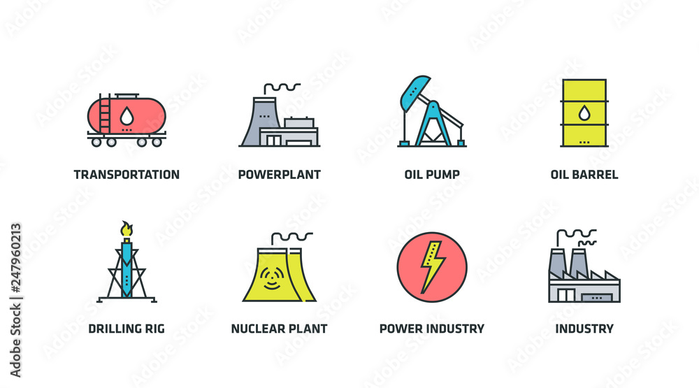 POWER AND HEAVY INDUSTRY ICON SET POWER AND HEAVY INDUSTRY ICON SET