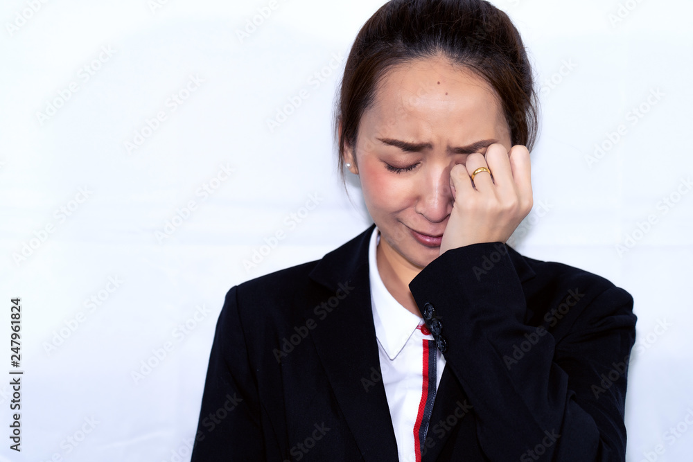 sadness of business woman with white background sadness of business woman with white background