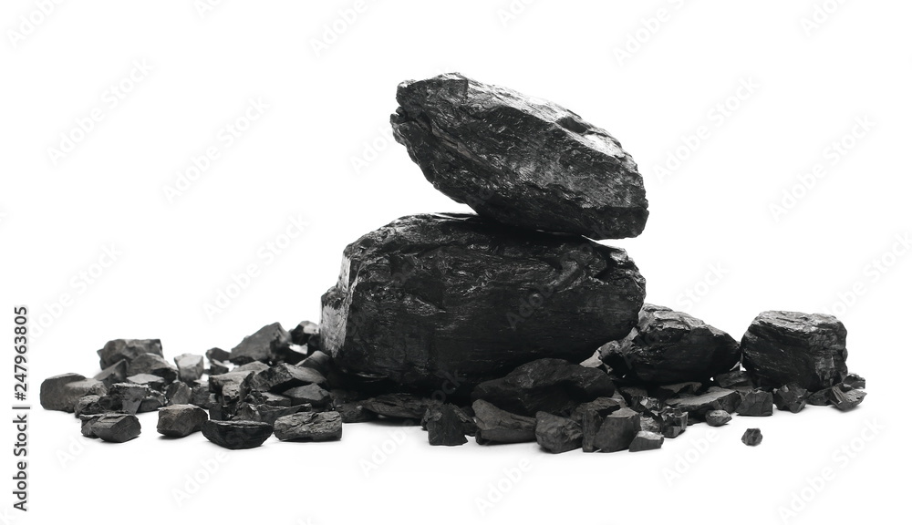 black coal chunks isolated on white background black coal chunks isolated on white background