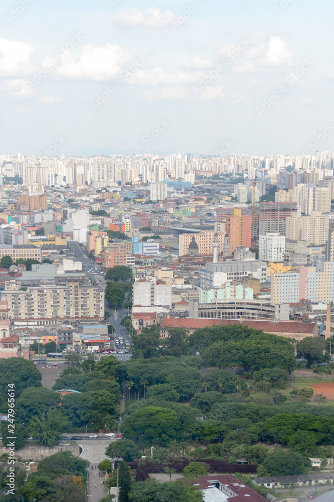 Aerial view of the huge city of Sao Paulo in Brazil seen from one of the tallest buildings in downtown.