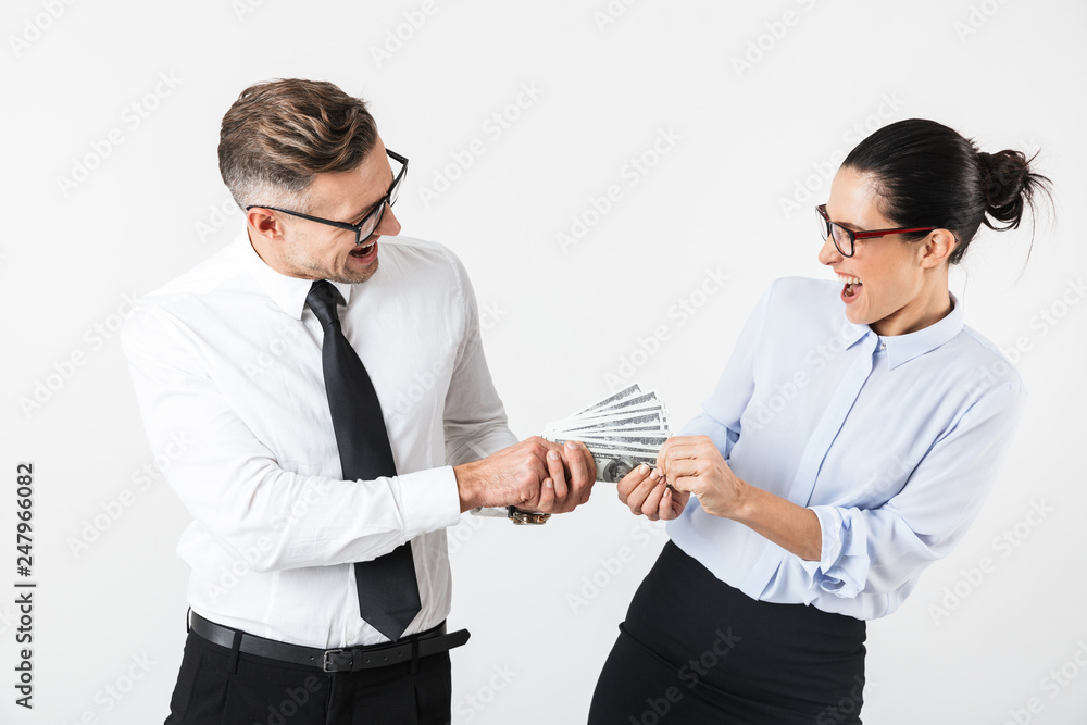 Couple of colleagues wearing formal clothing