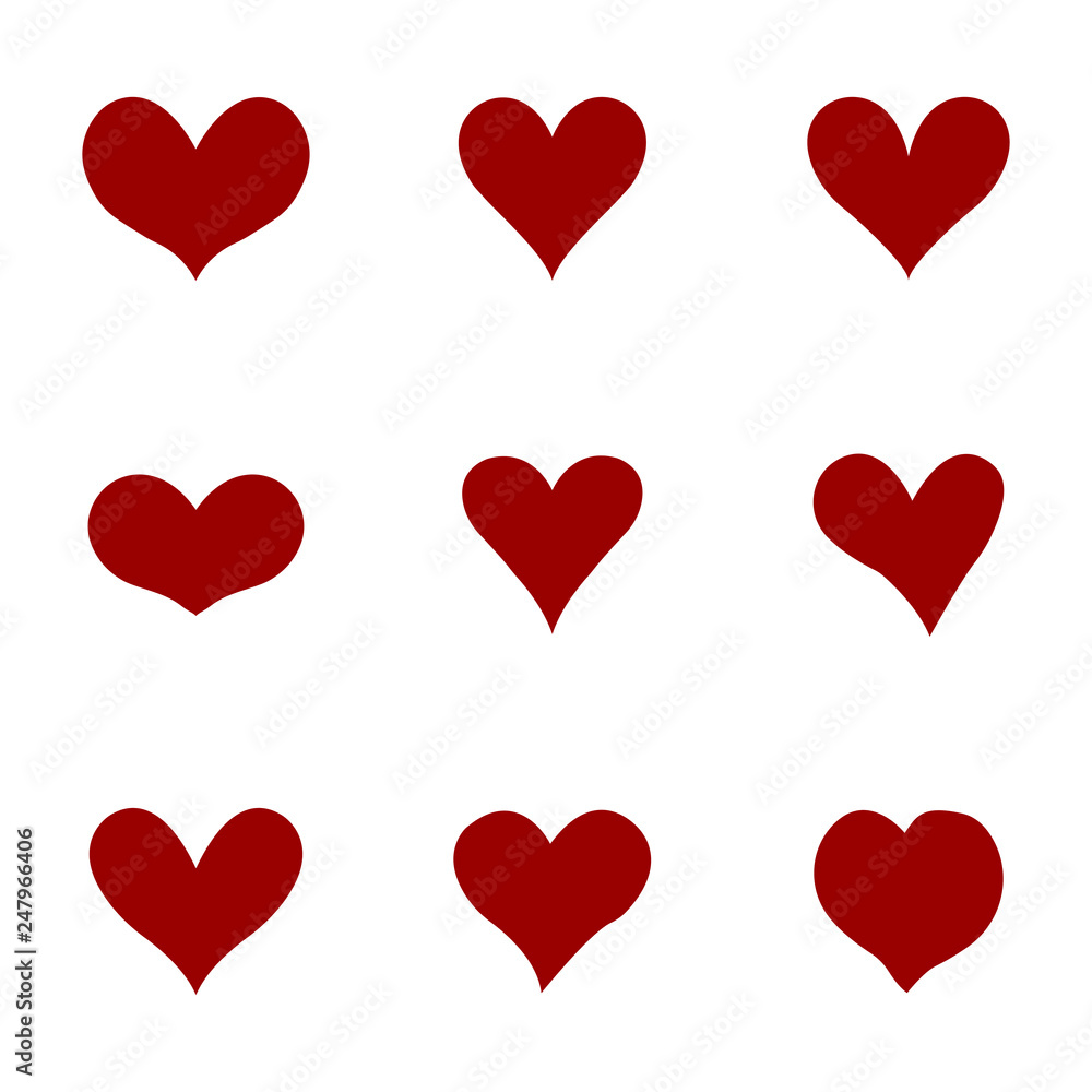 hearts icons set. Vector illustration