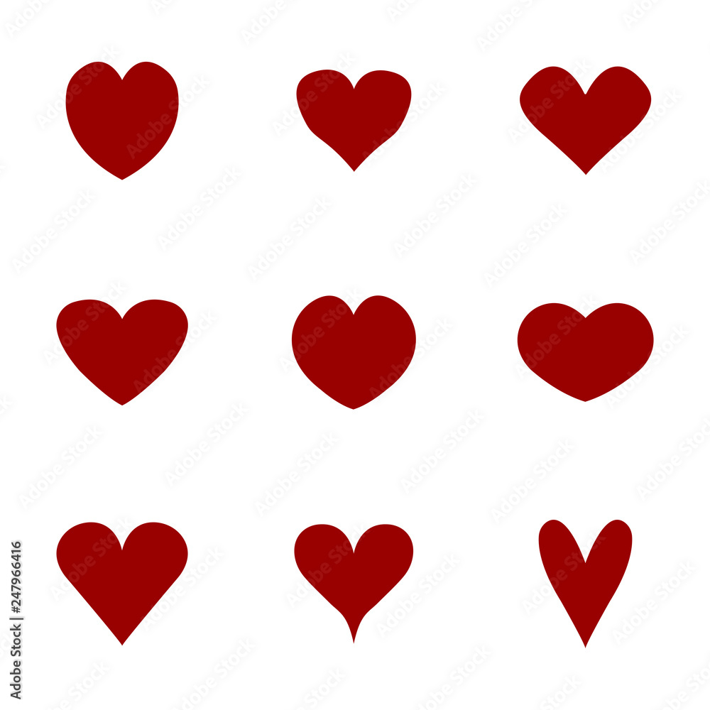 hearts icons set. Vector illustration