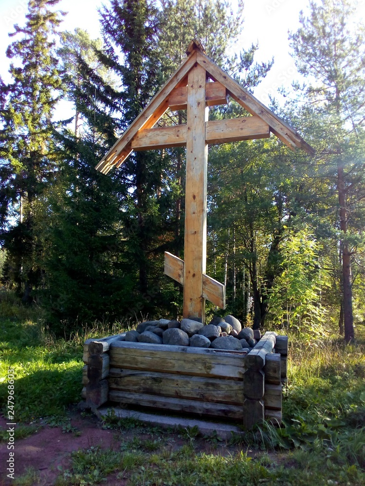 cross on tree stump cross on tree stump