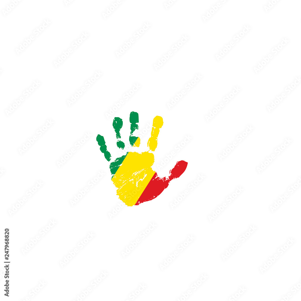 Congo flag and hand on white background. Vector illustration Congo flag and hand on white background. Vector illustration