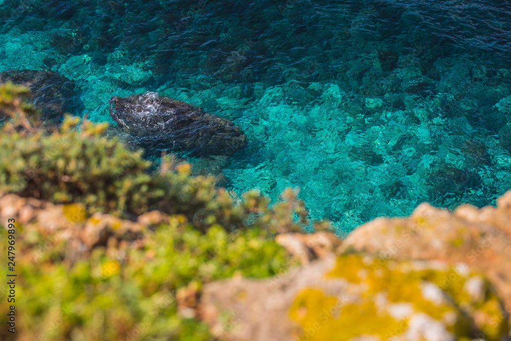 Fantastic blue sea background. Mediterranean Sea, Malta, Europe. Beauty world