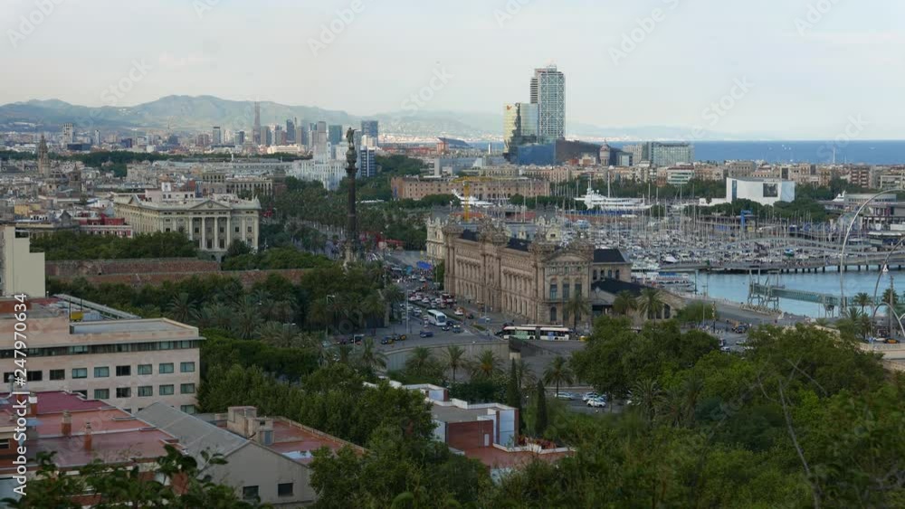Barcelona Cityscape panorama, Port Vell and Passeig de Colom Barcelona Cityscape panorama, Port Vell and Passeig de Colom