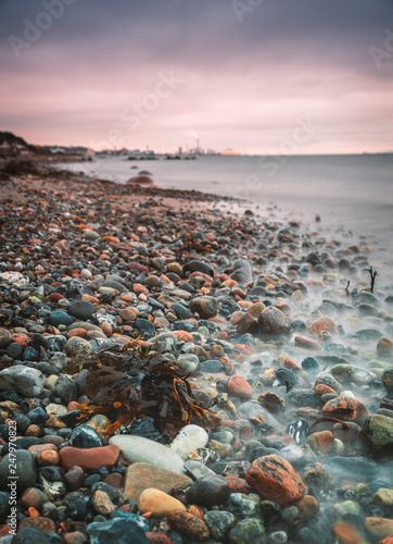 Pebbled beach landscape