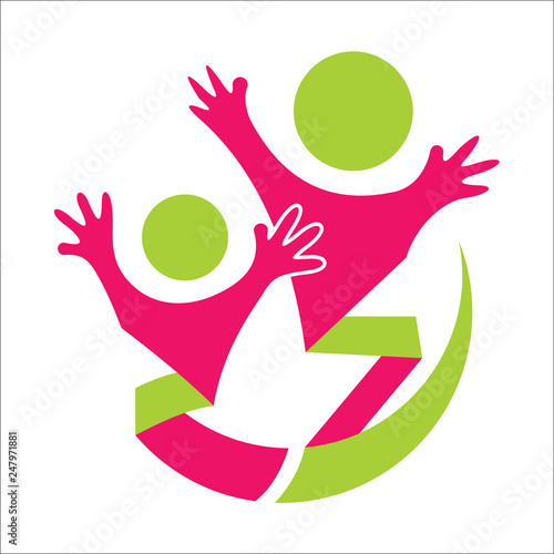 people logo, family with ribbon, health