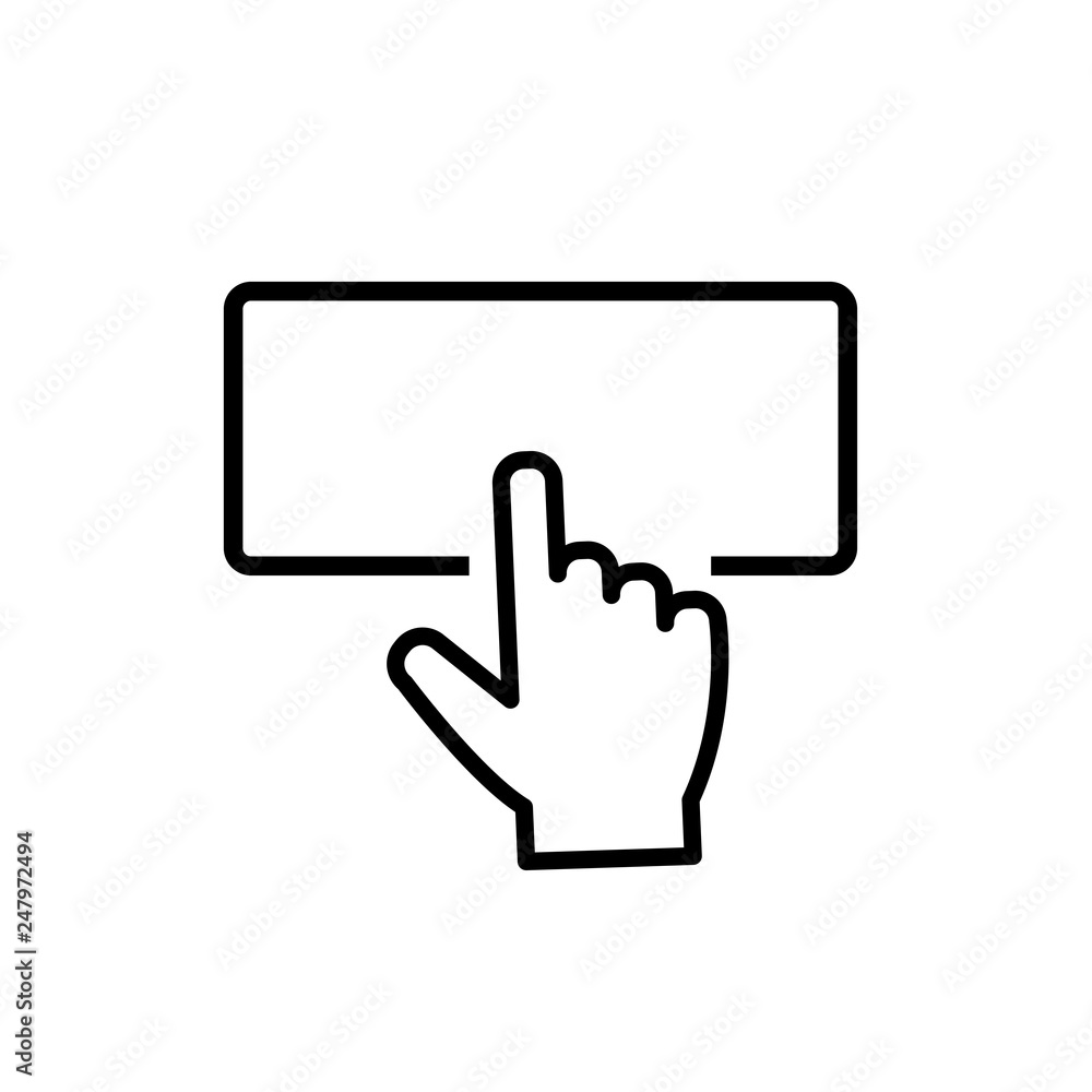 Hand click icon flat outline on white background Hand click icon flat outline on white background