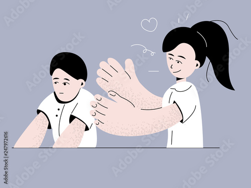 Autism. Early signs of autism syndrome in children. Signs and symptoms of autism in a child. Vector flat illustration.
