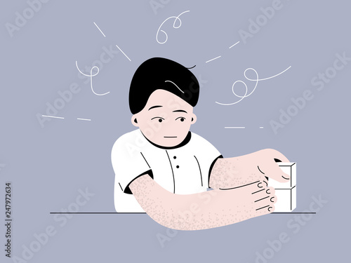 Autism. Early signs of autism syndrome in children. Signs and symptoms of autism in a child. Vector flat illustration.