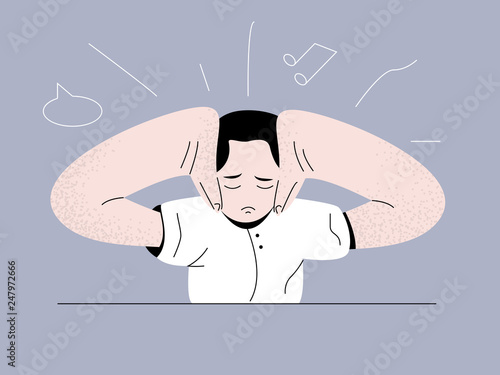 Autism. Early signs of autism syndrome in children. Signs and symptoms of autism in a child. Vector flat illustration.