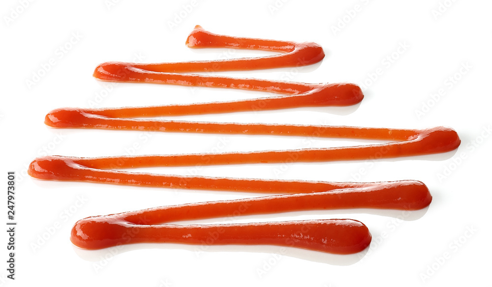 Naklejka premium Splash of tomato sauce or ketchup on white background