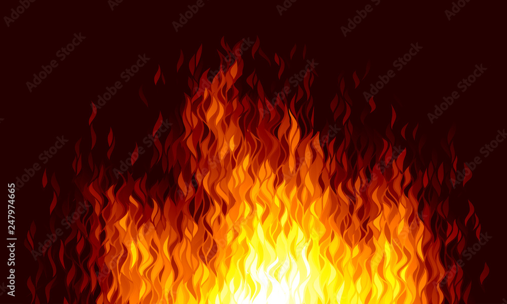 Realistic vector fire flames on black background Stock Vector | Adobe Stock