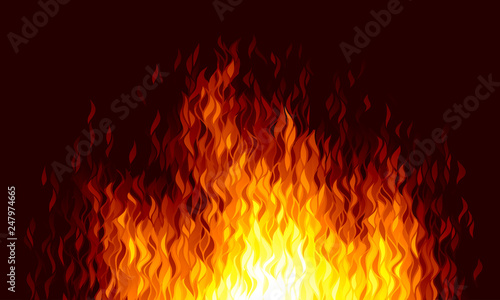 Fotografie, Obraz Realistic vector fire flames on black background
