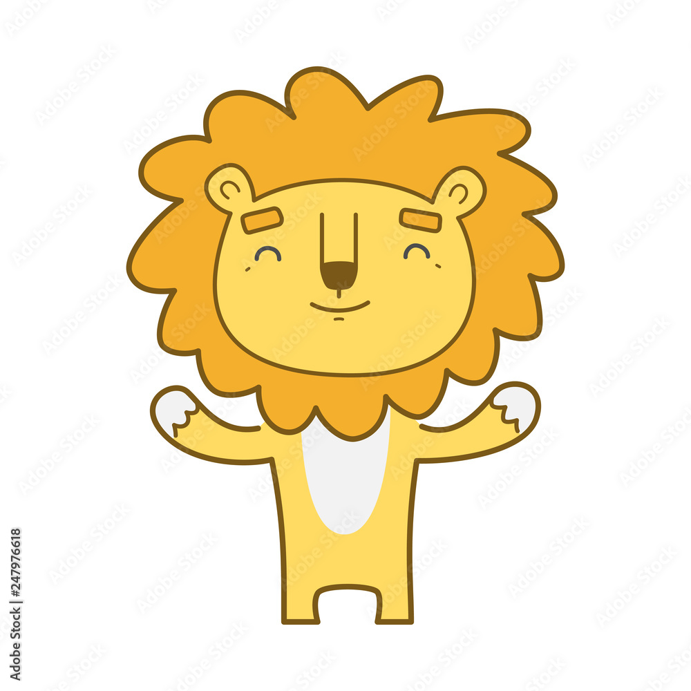Cute illustration of a lion on white background Cute illustration of a lion on white background