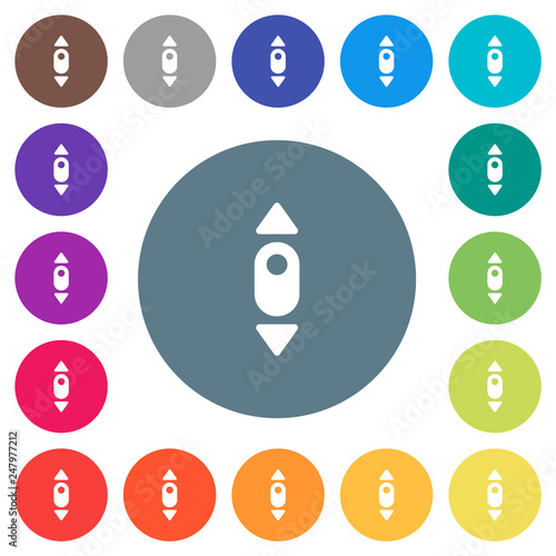 Mouse scroll up flat white icons on round color backgrounds photo