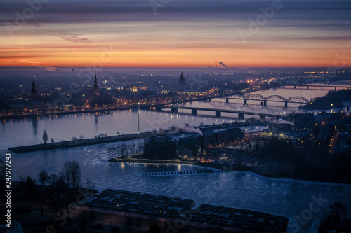 Early dawn from the highest point in Riga.