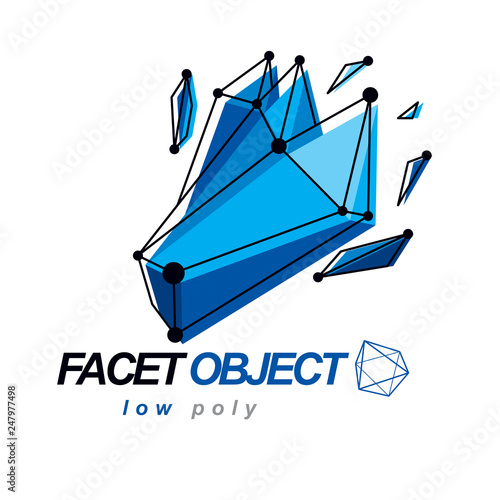 Abstract vector 3d geometric low poly object. Technology and science conceptual logo.