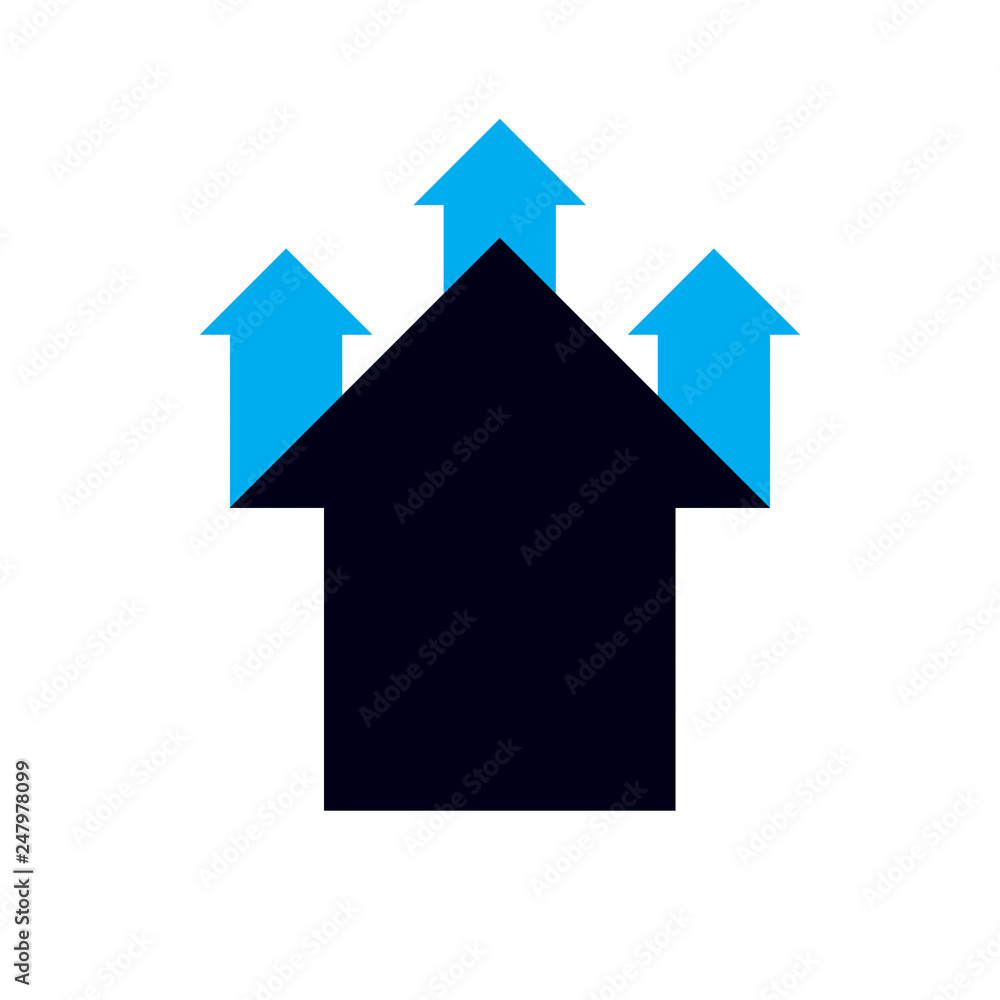Vector arrow pointing upwards. Business development logo isolated on white background. Company increasing concept. Vector arrow pointing upwards. Business development logo isolated on white background. Company increasing concept.