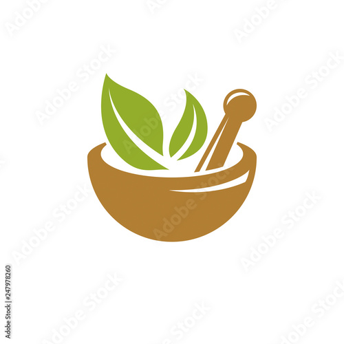 Tela Vector illustration of mortar and pestle isolated on white