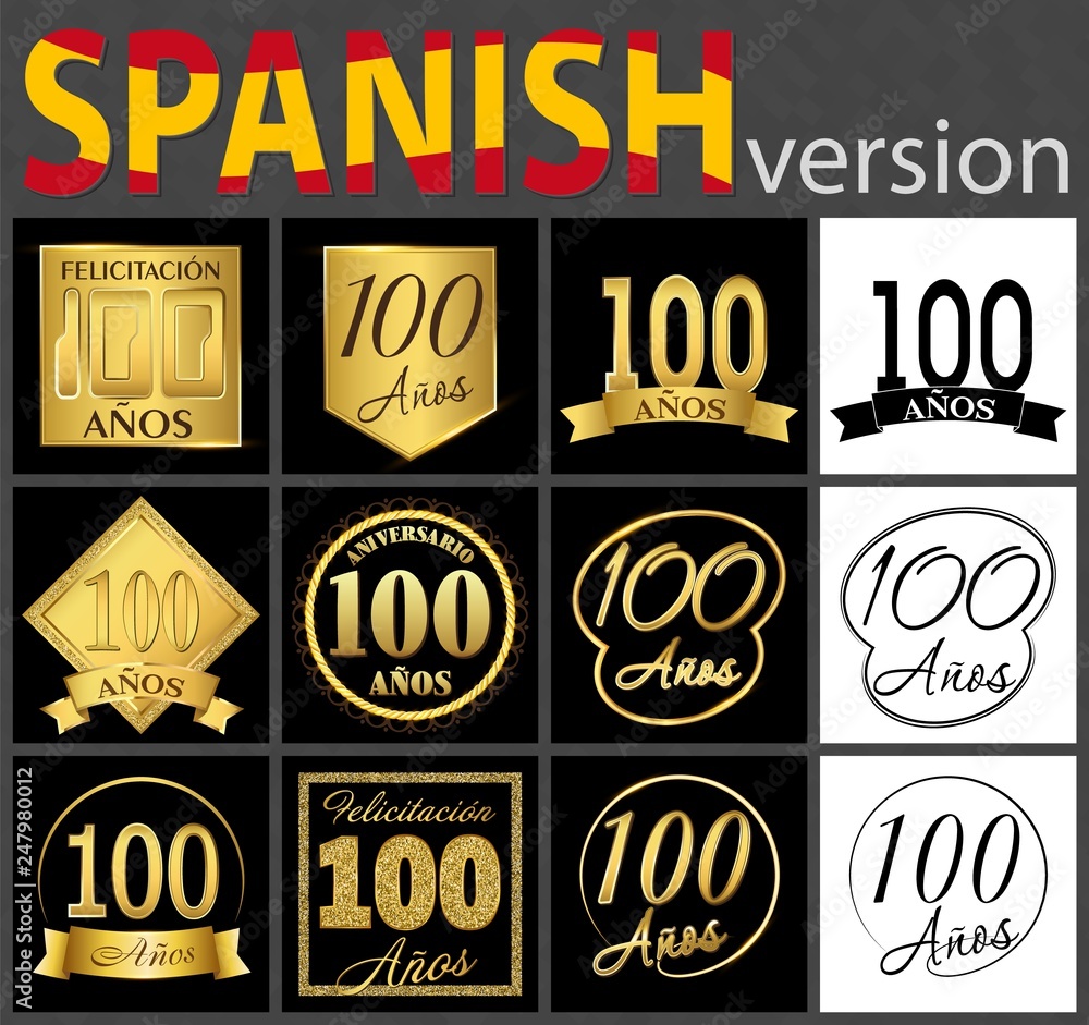 Spanish set of number 100 templates