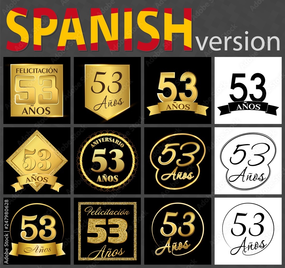 Spanish set of number 53 templates